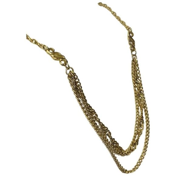 Celebrity NY Womens Gold Tone 3 Tier Multi Chain Choker Vintage Necklace 16” - Picture 4 of 9